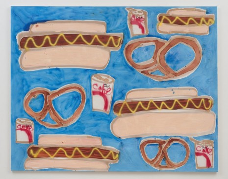 Katherine Bernhardt, Hot dogs, pretzels and Diet Coke, 2014, China Art Objects Galleries