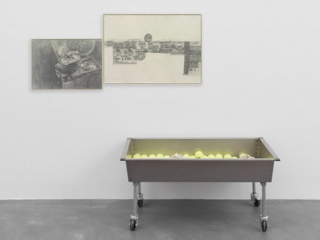 Oscar Murillo, Associated fragments (tennis training), 2014, Galerie Eva Presenhuber