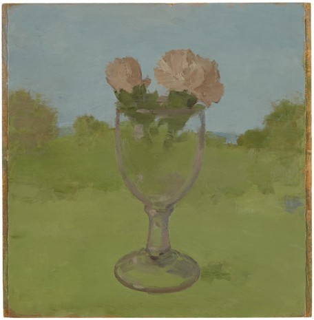 Albert York, Landscape with Two Pink Carnations in a Glass Goblet, 1983, Matthew Marks Gallery