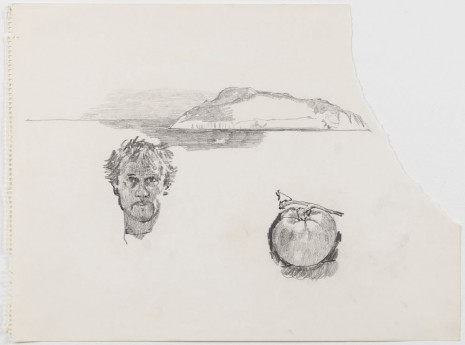 Paul Thek, Untitled (self-portrait, tomato, island), 1970, Alexander and Bonin