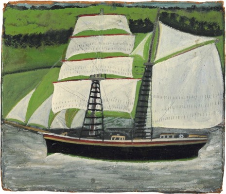 Alfred Wallis, Brigantine sailing past green fields, n.d, Modern Art